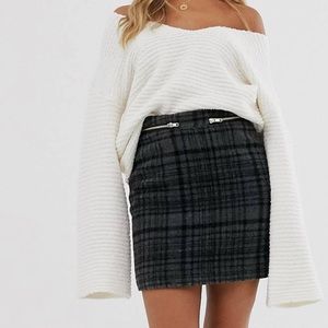 ASOS Design Check Mini Skirt with Double Zip